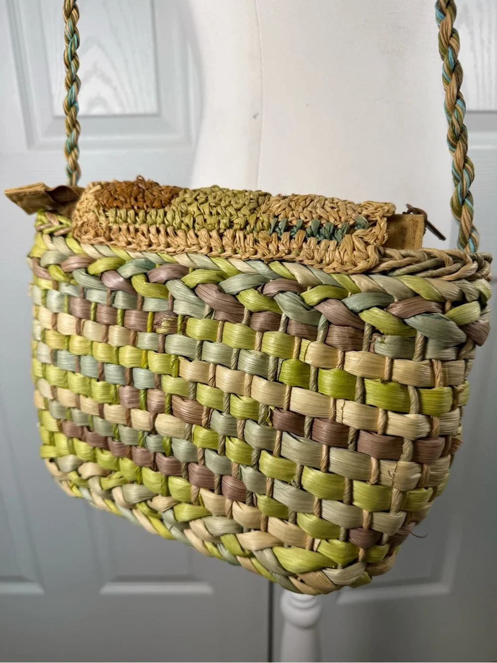 Capelli Straworld Multicolored Woven Straw Purse Boho Bohemian Style